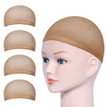 Produktbild: URAQT Perücke Kappen Caps Nylon,4 Stück Perückenkappe Elastische Haarnetz,Wig Caps Neutral Nackt Beige Haarnetz Perücke