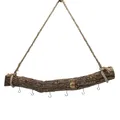 Produktbild: Holzast massiv zum Hängen mit 6 Haken zum Dekorieren - 56 cm - Massivholz Stange Wanddeko Hänger mit Naturkordel - Deko AST Wandhänger Dekozweig Hängeast Treibholz Türhänger Fensterdeko