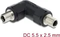 Produktbild: Delock Hohlstecker Adapter DC 5.5 x 2.5 mm Buchse auf mit Gewinde gewinkelt (90944)