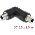 Produktbild: Delock Hohlstecker Adapter DC 5,5 x 2,5 mm Buchse auf Buchse mit Gewinde gewinkelt 90° (90944)