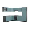 Produktbild: Vicco Winkelküche R-Line, Blau-Grau/Anthrazit, 287 x 227 cm, AP Marmor