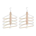 Produktbild: Mehrfachkleiderbügel Raumsparbügel Holzkleiderbügel Kleiderorganizer 4 Haken