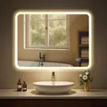 Produktbild: CLP Badspiegel Jericho mit Beleuchtung, Anti-Beschlag Badezimmerspiegel, Wandspiegel mit LED-Licht, dimmbar, 3 Licht-Modi