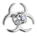 Produktbild: Piercingfaktor Aufsatz für Dermal Anchor Piercing Hautanker Implantat Skin Diver Strass Kristall Biohazard Symbol Silber