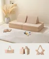 Produktbild: Modulares Kindersofa 150x66cm – weicher Teddystoff, waschbar & wasserdicht