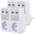 Produktbild: revolt 4er-Set digitale Dual-USB- & 230-V-Steckdosen-Countdown-Timer