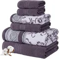 Produktbild: 6teiliges Set, 2 Badetücher, 2 Handtücher, 2 Waschlappen, garngefärbtes Jacqu...