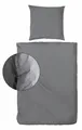 Produktbild: Hahn Linon Bettwäsche Stone Washed 100% Baumwolle Reißverschluss Bettbezug Kissenbezug Bettgarnitur Bettwäsche-Set Bettzeug 155x220 cm Anthrazit