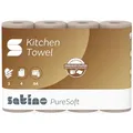 Produktbild: Satino PureSoft Küchentücher 3-lagig – extra saugstark & besonders umweltfreundlich dank 100% Recyclingpapier – Made in Germany – 100% recycelbar – Umfang: 4 Rollen / 64 Blatt je Küchenrolle