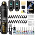Produktbild: Akku Rotary Tattoo Machine Kit mit 20 Nadeln Tintenset 2 Akkus Starter-Set