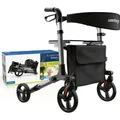 Produktbild: Weinberger Alu Rollator, leicht und kompakt 3-fach klappbar, Indoor & Outdoor, Gehhilfe, Gehwagen, Senioren, Walker, Gewicht 7,3 kg, Medizinprodukt - Schwarz/Silber