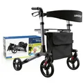 Produktbild: Weinberger Alu-Rollator, 3-fach faltbar, klein, klappbar, einfach, leicht Transport, Medizinprodukt Klasse 1, für Drinnen und Draußen, Leichtgewicht: 7,6 kg, Gehwagen, Gehhilfe, 02394