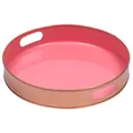 Produktbild: Kerzentablett Serviertablett Deko Tablett Metall Kerzen Schale rosa 32cm Boho