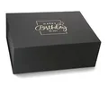 Produktbild: Premium Geschenkbox Geburtstag, Geschenkkarton, Magnetbox, Magnetfaltbox, Geschenkverpackung für Geburtstag mit Schriftzug, 40x30x15cm, Schwarz matt mit Gold