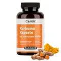 Produktbild: Casida Kurkuma Kapseln + Pfeffer Curcumin hochdosiert 95% igen Curcuma Extrakt in Kombination mit Kurkuma Pulver und Piperin aus schwarzem Pfeffer Extrakt - Vegan - 90 Kapseln