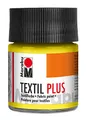 Produktbild: Marabu 17150005020 - Textil Plus zitron 50 ml, volldeckende Stoffmalfarbe für dunkle Stoffe, geeignet für Stoffmalerei und Stoffdruck, nach Fixierung waschbeständig bis 40 °C