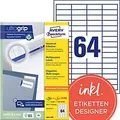 Produktbild: AVERY Zweckform Abziehhilfe QuickPEEL,ultragrip Universaletiketten 3667-200 Selbstklebend DIN A4 Weiß 48,5 x 16,9 mm 220 Blatt à 64 Etiketten