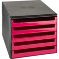 Produktbild: Böttcher-AG Schubladenbox A4, Kunststoff, 5 Fächer, offen, sunset-red / anthrazit