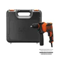 Produktbild: BLACK+DECKER 710W 1-Gang Schlagbohrmaschine (13mm Schnellspannbohrfutter, konstanter Rechts-/Linkslauf, Griffgummierung, Zweihandgriff, inkl. 2x HSS Bohrer, 2x Steinbohrer, im Koffer) ‎BEH710K-QS