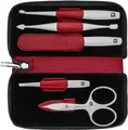 Produktbild: ZWILLING Maniküre-Set (5 teilig, Nagelpflege und Pediküre, Echtleder Etui, präzise, Geschenkset, mit Kombi Nagelschere), Premium, Rot