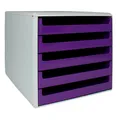 Produktbild: Ablagebox lichtgrau-violett 5 Schubladen offen A4 Schubladenbox 30050972 M&M