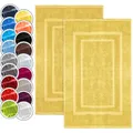 Produktbild: NatureMark 2er Pack Badvorleger | Premium Qualität | 100% Baumwolle | 50 x 80 cm | Duschvorleger Duschmatte Doppelpack | Farbe: Gelb