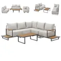 Produktbild: SVITA Malibu Gartenlounge Set Modular Lounge-Sitzgruppe Outdoor & Terrasse Inkl. 25cm extra Dicke Polster & Ablage Variabel Stahl-Gestell Grau