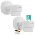 Produktbild: Oktaplex 2er Set Mia Bewegungsmelder 360 Grad Outdoor schwenkbar IP65 Aufputz Motion Sensor 10 m Reichweite 230 V Weiss