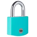 Produktbild: Yale YE3B/32/116/1/TE, Standardsicherheit, 32 mm, Aluminium, Vorhängeschloss, Türkis, offener Bügel aus gehärtetem Stahl, Ø 5 mm, inkl. 3 Schlüssel, für Spind, Werkzeugkiste, Schrank