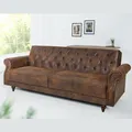 Produktbild: riess-ambiente Chesterfield 3-Sitzer Sofa MAISON BELLE AFFAIRE 220cm antik braun Microfaser mit Schlaffunktion