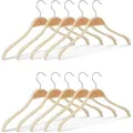 Produktbild: 20 x Kleiderbügel Holz, rutschfeste Lamellen, natürliche Optik, 360° drehbarer Haken, stabil, 42 cm, Holzbügel, natur
