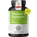 Produktbild: NATURE LOVE® Vitamin B Komplex – Hochdosiert: Mit 500 µg Vitamin B12 – 180 Kapseln (6 Monate) – alle 8 B-Vitamine (B1, B2, B3, B5, B6, B7, B9, B12) – vegan, laborgeprüft und in Deutschland produziert