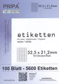 Produktbild: 100 Blatt = 5600 Etiketten Format 52,5 x 21,2 mm selbstklebend auf DIN A4 PRIPA