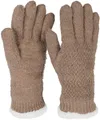 Produktbild: styleBREAKER Damen warme Winter Handschuhe mit Reiskorn Muster und Fleece, Thermo Strickhandschuhe, Fingerhandschuhe 09010040, Farbe:Braun