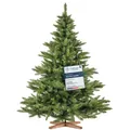 Produktbild: FairyTrees Weihnachtsbaum künstlich 180cm NORDMANNTANNE mit Christbaum Holzständer | Tannenbaum künstlich mit grünem Stamm | EU