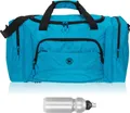 Produktbild: Sporttasche Damen Herren Elephant Color Big 55 cm 40 L Nassfach Reisetasche Sport Fitness Sauna Tasche groß 1296 Blau + Trinkflasche
