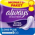 Produktbild: always Inkontinenzeinlagen discreet Long Plus, für Damen, 6 Tropfen, 64 Stück