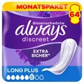 Produktbild: Always Discreet Inkontinenzeinlagen Long Plus, 64 Binden (4 x 16 Stück) Monatsp 