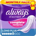 Produktbild: Always Discreet Inkontinenzeinlagen Frauen Long Plus 64 Stück Sicher