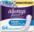 Produktbild: Always Discreet Long Plus Einlagen Blasenschwäche Inkontinenz 4 x 16 Stück