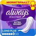 Produktbild: Always Discreet Inkontinenz-Einlagen für Frauen Long Plus 64 Stück Extra Sicher