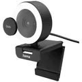 Produktbild: Hama Webcam mit Licht, Zoom, Fernbedienung (QHD 2K PC-Kamera mit Mikrofon Stereo Streaming-Cam, Ringlicht-Webcam Abdeckung, Autofokus, 360° drehen 89° neigen, 1/4-Zoll-Gewinde f Webcam-Stativ) schwarz
