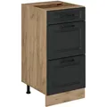 Produktbild: Küchenunterschrank R-Line, Anthrazit Landhaus, 40 cm mit Schubladen, ohne Arbeitsplatte Vicco