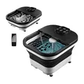 Produktbild: TZS First Austria - Fußsprudelbad Fußmassagegerät klappbar 500W mit 3 Aufsätzen & 6 Massagerollen - Fußbad mit Vibrations- & Luftblasenmassage, Infrarot- & Heizfunktion - Elektrische Fußbadewanne
