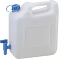 Produktbild: Wasserkanister Eco 12 l aus HD-PE natur mit fest montiertem blauem Ablasshahn – robuster, lebensmittelechter Kanister für Camping, Haushalt & Ga... - Blau