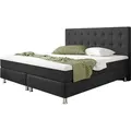 Produktbild: Boxspringbett Köln Plus 180x200 cm Webstoff Anthrazit mit Topper-Optik - Grau