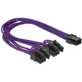 Produktbild: DeLOCK 6-Pin PCIe zu 2x 8-Pin PCIe Adapter violett 30cm