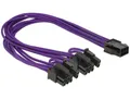 Produktbild: Stromkabel PCI Express 6 Pin Buchse > 2 x 8 Pin Stecker Textilummantelung violett