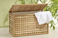 Produktbild: Wäschetruhe breite Wäschebox +Leinensack Walnuss Holz