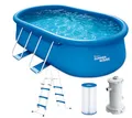 Produktbild: Summer Waves Quick Up Pool Komplettset | Oval 457x305x107 cm Blau | Aufstellpool Set | Gartenpool & Schwimmbecken inkl. Filterpumpe, Leiter, Bodenvlies & Abdeckplane
